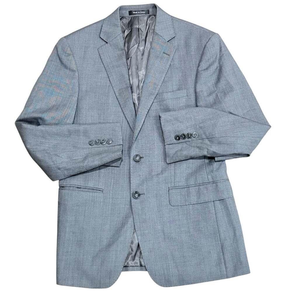 Calvin Klein Macy's Men's Gray Textured Two-Button Suit Jacket Blazer Sz 42 - Picture 1 of 8